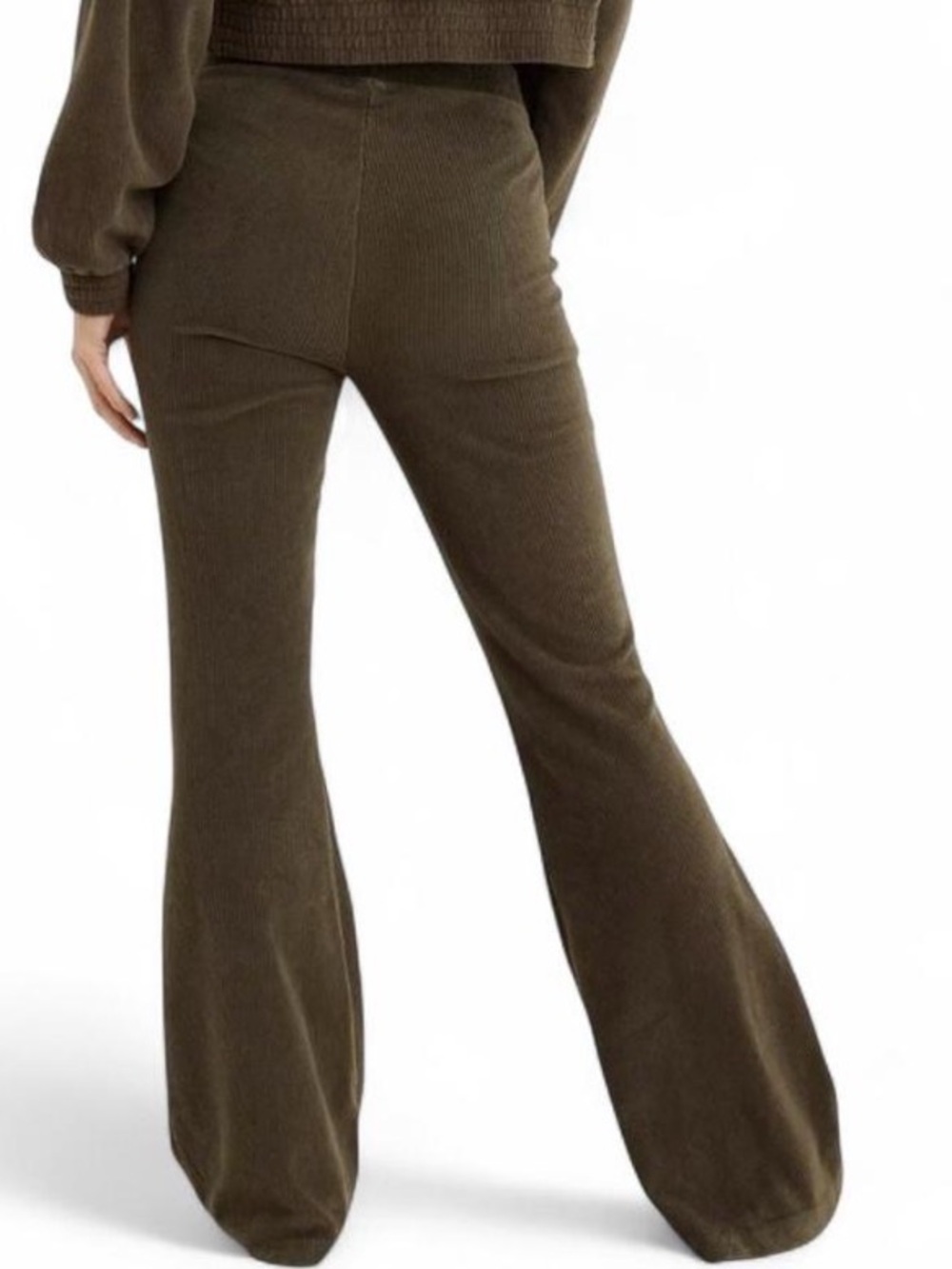 Aerie Olive Green Women’s Pull-On Corduroy Velour Flare Pants – XS - Picture 2 of 6